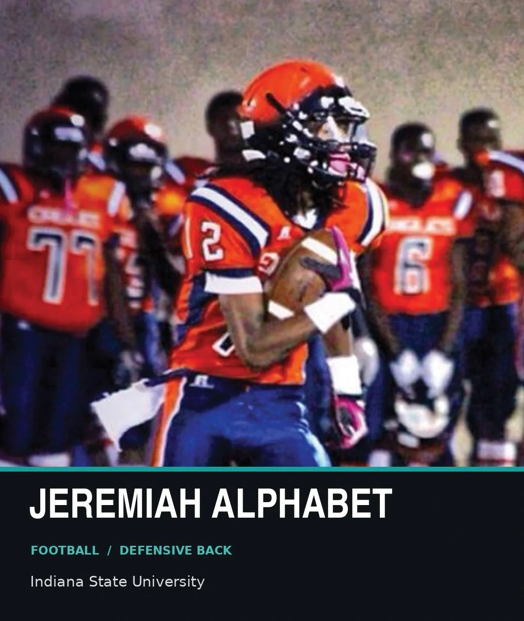 Jeremiah Alphabet, football defensive back, Indiana State University